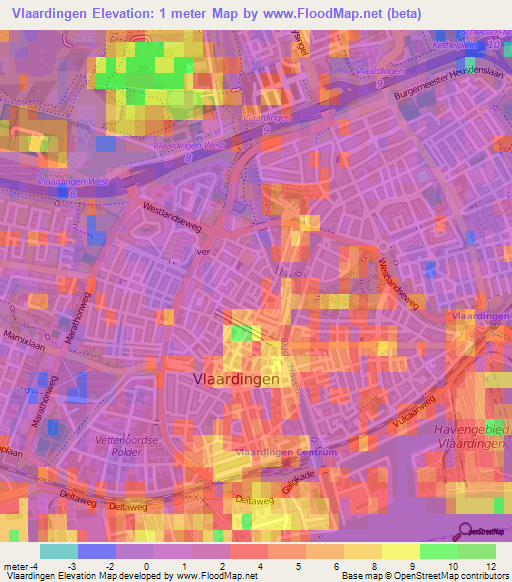 Vlaardingen,Netherlands Elevation Map