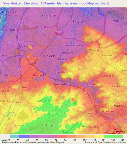 Sweikhuizen,Netherlands Elevation Map