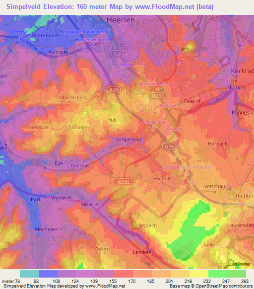 Simpelveld,Netherlands Elevation Map