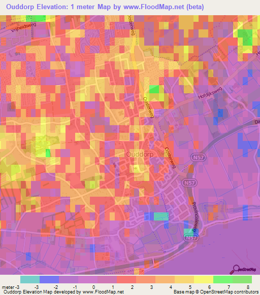 Ouddorp,Netherlands Elevation Map