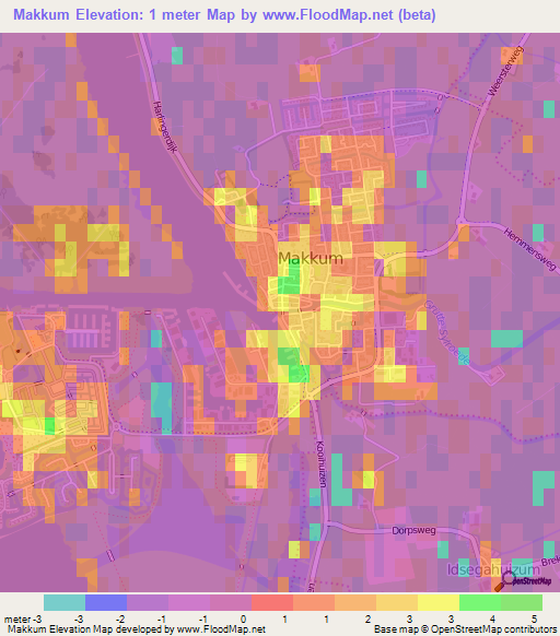 Makkum,Netherlands Elevation Map