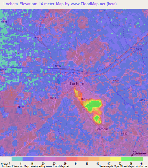 Lochem,Netherlands Elevation Map