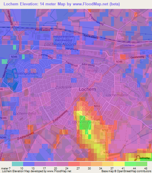 Lochem,Netherlands Elevation Map