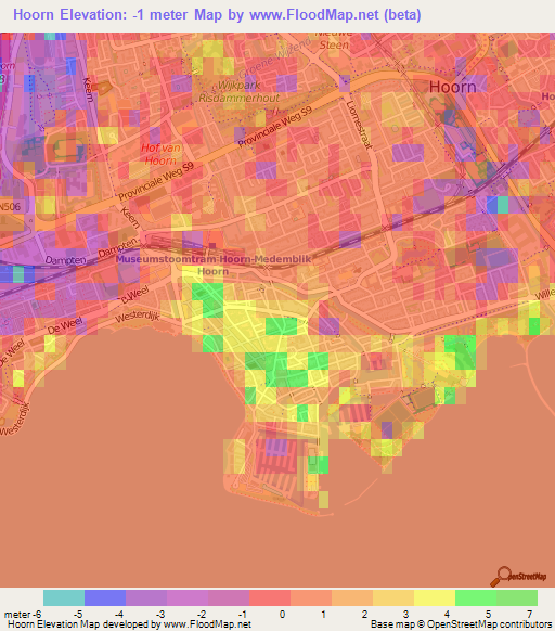 Hoorn,Netherlands Elevation Map