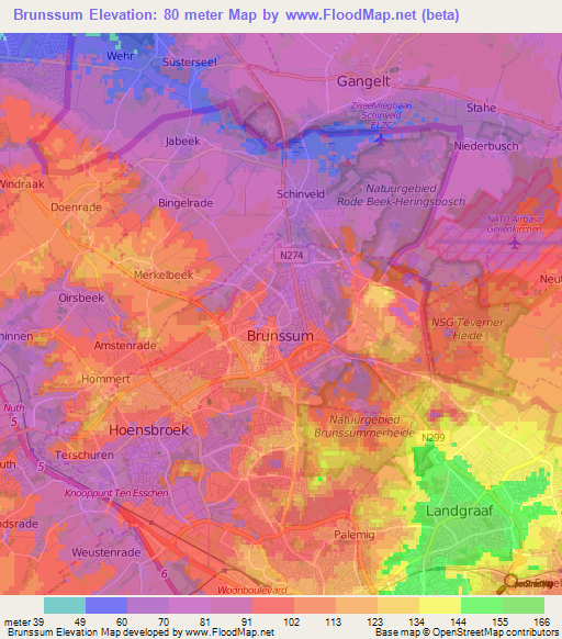 Brunssum,Netherlands Elevation Map