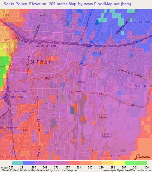 Sankt Polten,Austria Elevation Map