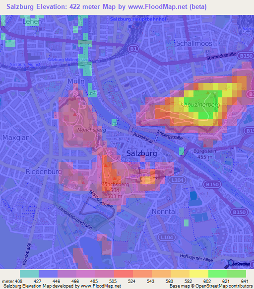 Salzburg,Austria Elevation Map