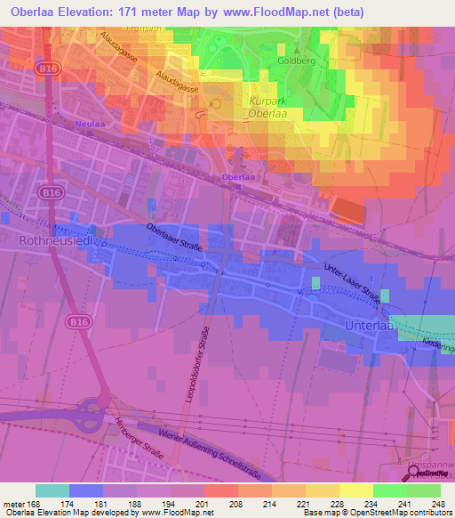 Oberlaa,Austria Elevation Map