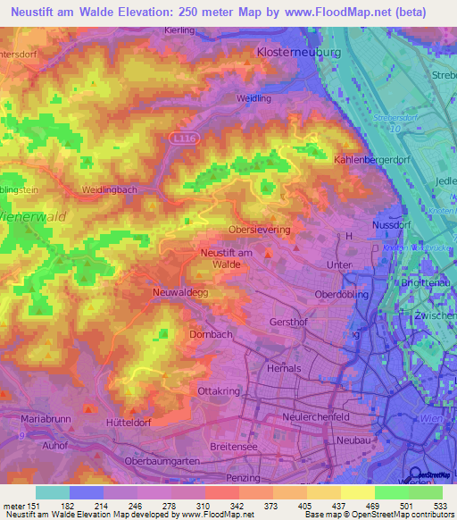 Neustift am Walde,Austria Elevation Map