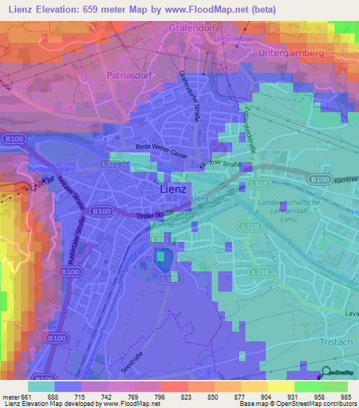 Lienz,Austria Elevation Map