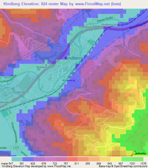 Kindberg,Austria Elevation Map