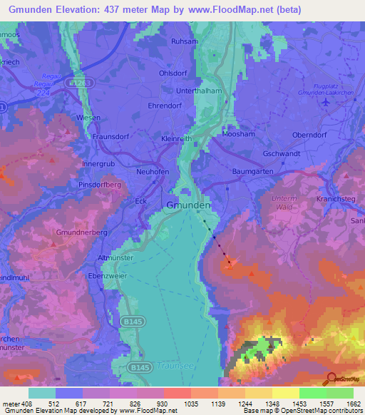 Gmunden,Austria Elevation Map