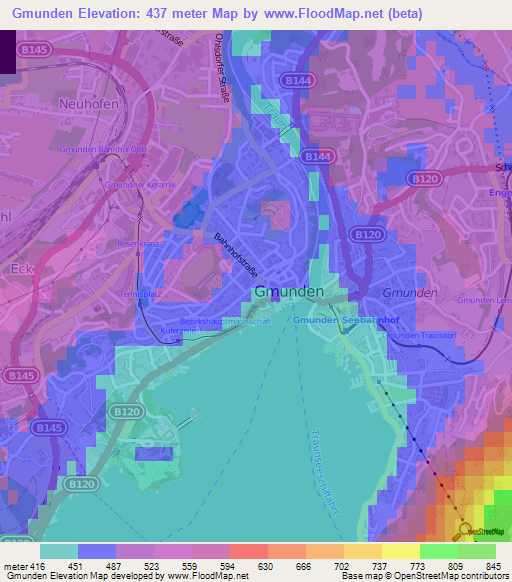 Gmunden,Austria Elevation Map