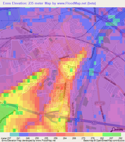 Enns,Austria Elevation Map