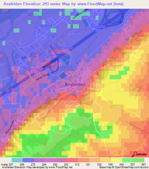 Ansfelden,Austria Elevation Map