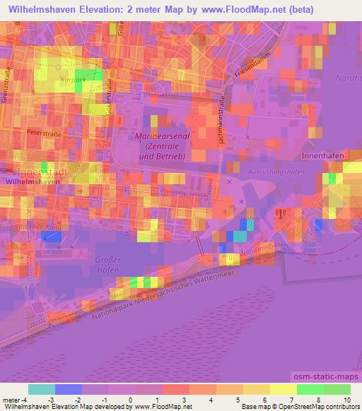 Wilhelmshaven,Germany Elevation Map