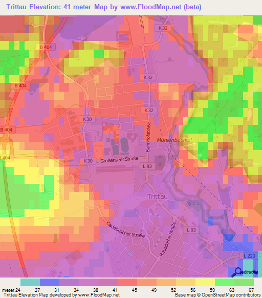 Trittau,Germany Elevation Map