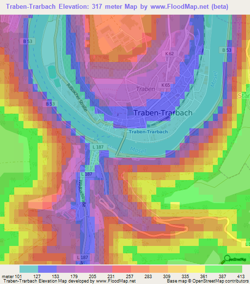 Traben-Trarbach,Germany Elevation Map