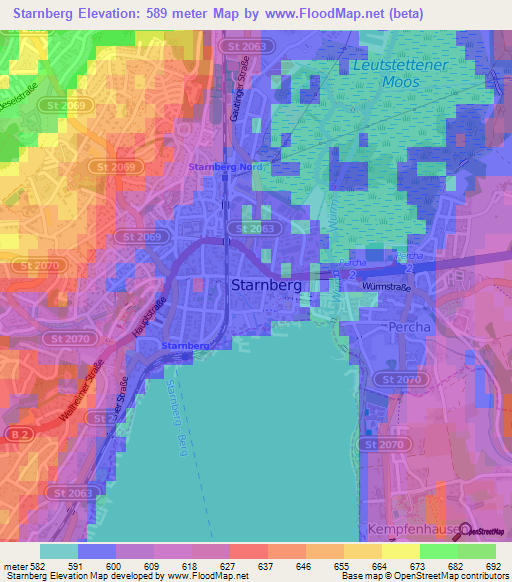 Starnberg,Germany Elevation Map