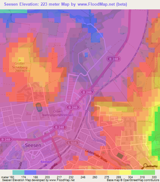 Seesen,Germany Elevation Map