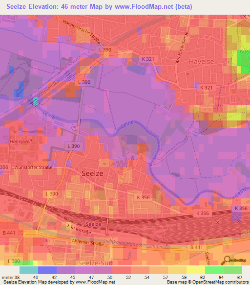 Seelze,Germany Elevation Map