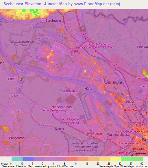 Seehausen,Germany Elevation Map