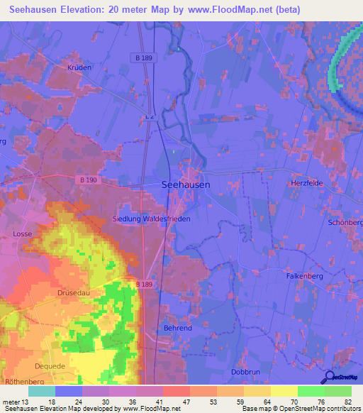 Seehausen,Germany Elevation Map