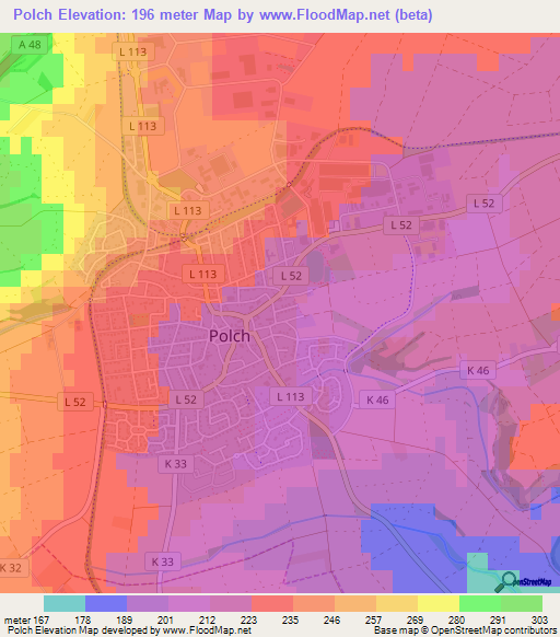 Polch,Germany Elevation Map