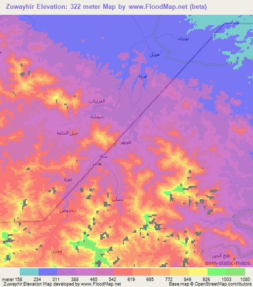 Zuwayhir,Oman Elevation Map