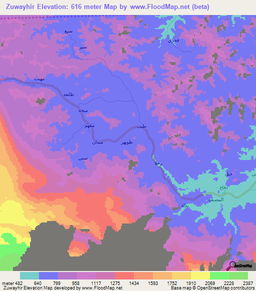 Zuwayhir,Oman Elevation Map