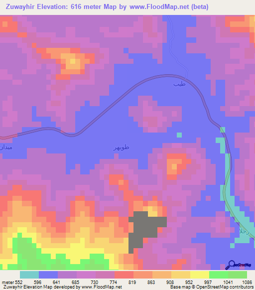 Zuwayhir,Oman Elevation Map