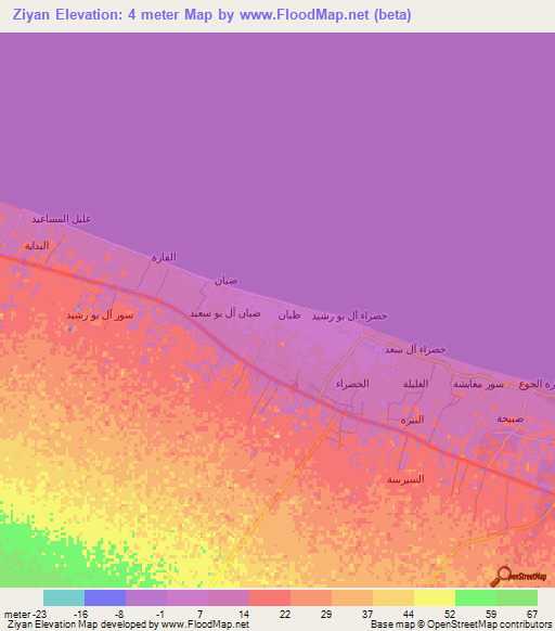 Ziyan,Oman Elevation Map