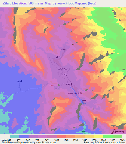 Zilaft,Oman Elevation Map