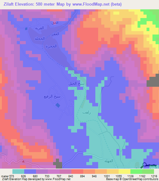 Zilaft,Oman Elevation Map