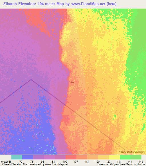 Zibarah,Oman Elevation Map