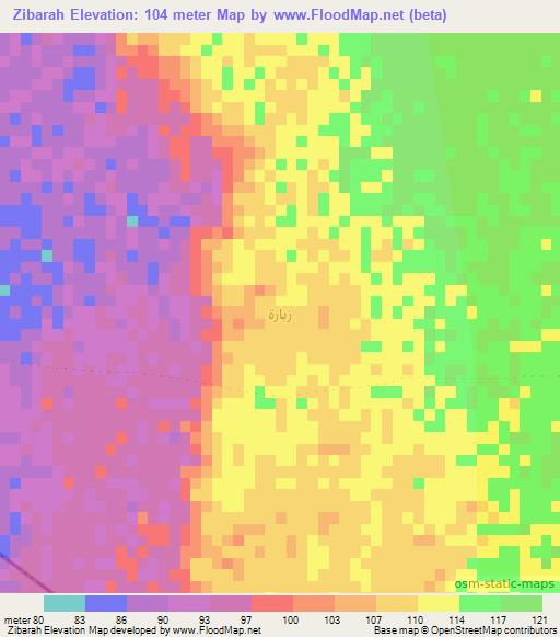 Zibarah,Oman Elevation Map