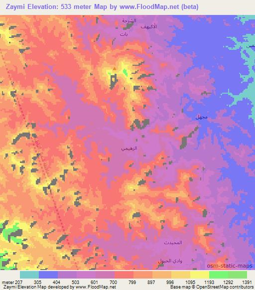 Zaymi,Oman Elevation Map