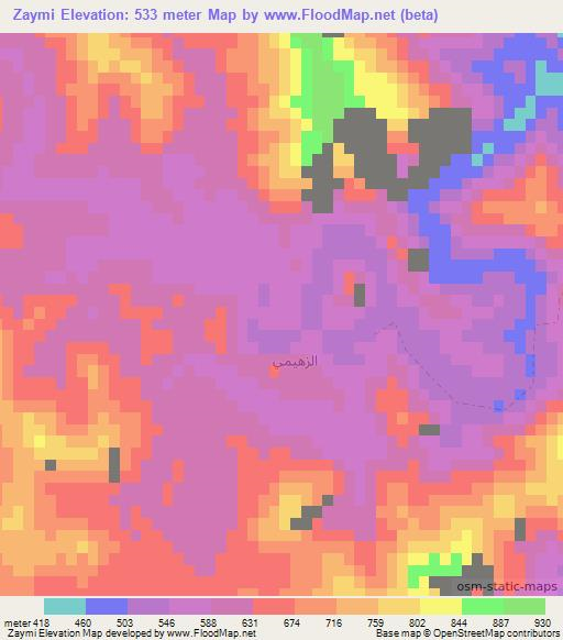 Zaymi,Oman Elevation Map