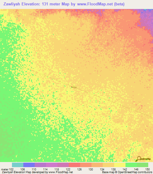 Zawliyah,Oman Elevation Map