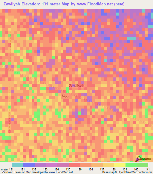 Zawliyah,Oman Elevation Map