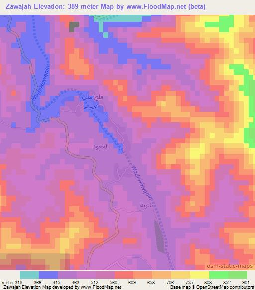 Zawajah,Oman Elevation Map