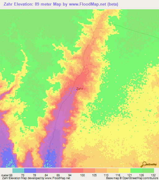 Zahr,Oman Elevation Map