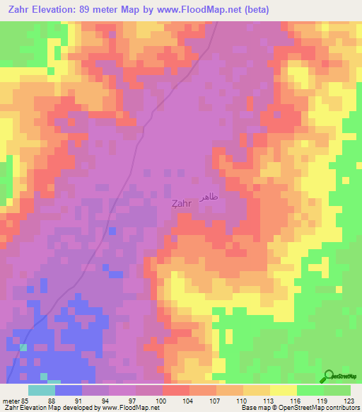 Zahr,Oman Elevation Map