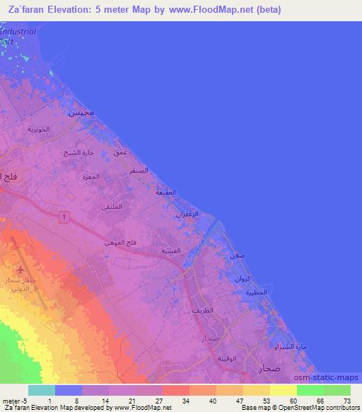 Za`faran,Oman Elevation Map