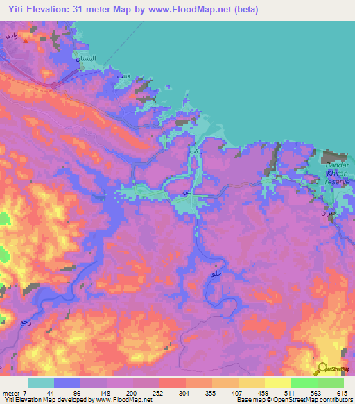 Yiti,Oman Elevation Map