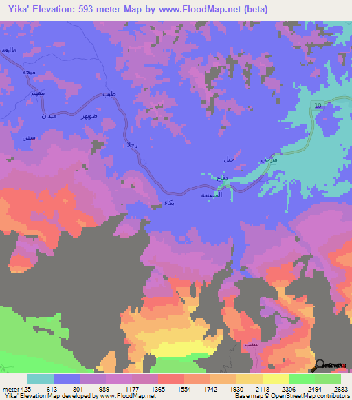 Yika',Oman Elevation Map