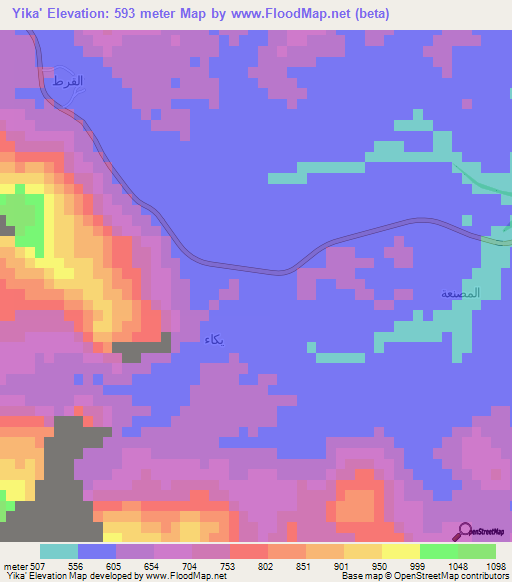 Yika',Oman Elevation Map