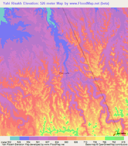 Yahi Risakh,Oman Elevation Map