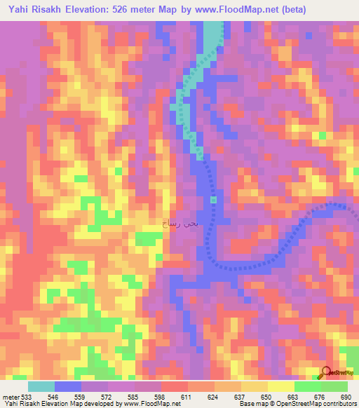 Yahi Risakh,Oman Elevation Map