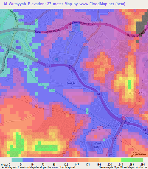 Al Wutayyah,Oman Elevation Map